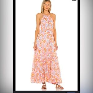 REVOLVE Floral Halter Neck Maxi Dress - Orange and Purple